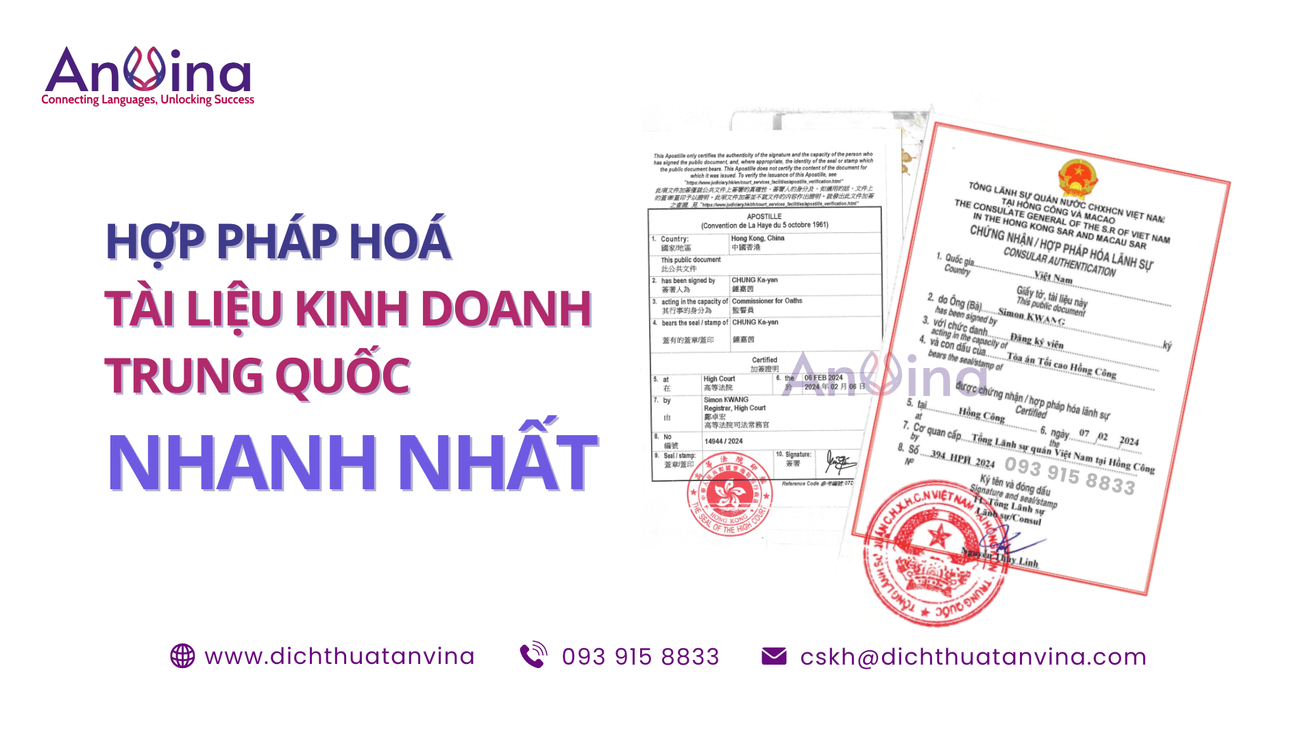 Hợp pháp hoá tài liệu Trung Quốc nhanh nhất