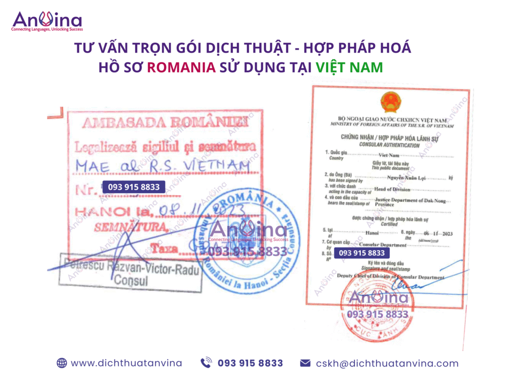 Hợp pháp hóa lãnh sự Romania