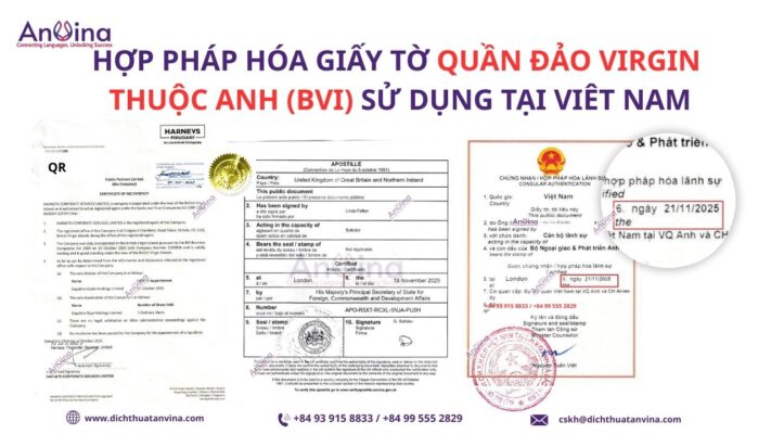 Kết quả hợp pháp hóa lãnh sự Quần Đảo Virgin thuộc Anh (BVI)