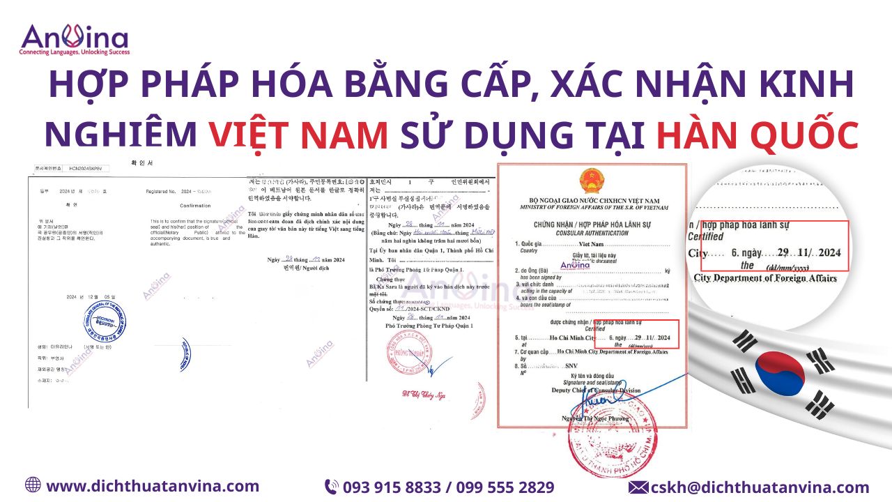 Kết quả hợp pháp hóa lãnh sự bằng cấp, xác nhận kinh nghiệm Việt Nam sử dụng tại Hàn Quốc
