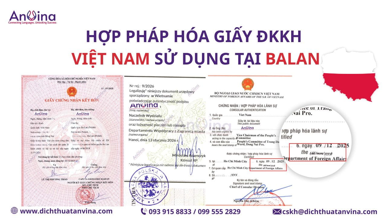 Kết quả hợp pháp hóa lãnh sự đăng ký kết hôn đi Ba Lan