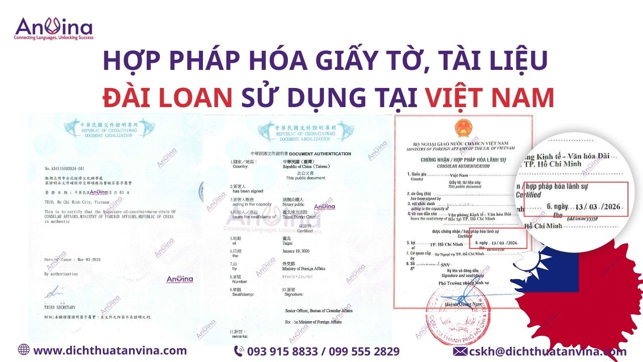 Kết quả hợp pháp hóa lãnh sự giấy tờ, tài liệu Đài Loan dùng tại Việt Nam