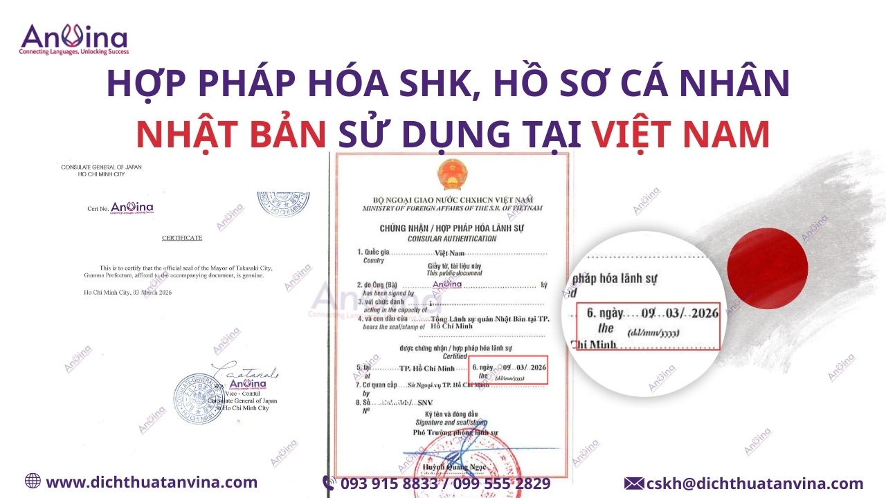 Hợp pháp hóa lãnh sự Sổ hộ khẩu và hồ sơ cá nhân Nhật Bản dùng tại Việt Nam
